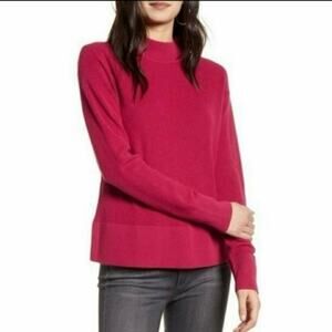 Chelsea28 Pink Raspberry Ribbed Knit Mock Neck Pullover Sweater Size SMALL